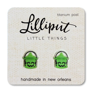 SALE - LILLIPUT EARRINGS - HALLOWEEN RETRO BUCKETS IN GREEN