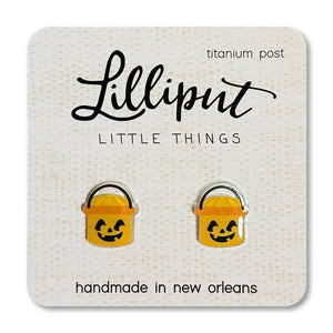 SALE - LILLIPUT EARRINGS - HALLOWEEN RETRO BUCKETS IN ORANGE