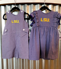 Load image into Gallery viewer, • KIDS LICENSED LSU GINGHAM OUTFIT [2 OPTIONS]
