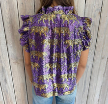 Load image into Gallery viewer, • SEQUIN TIGER FLUTTER SLEEVE TOP
