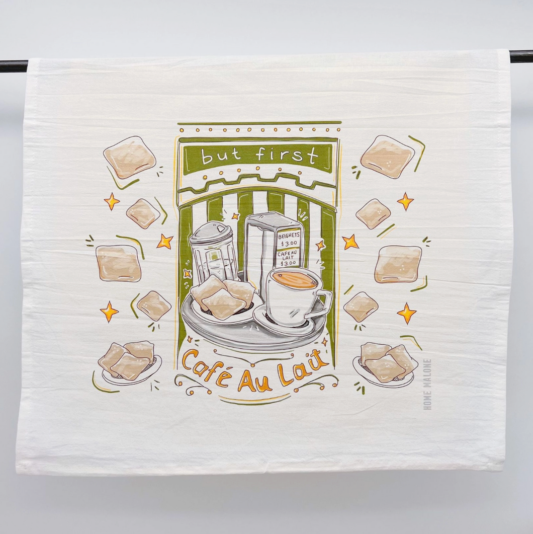 • HOME MALONE TEA TOWEL - CAFÉ AU LAIT