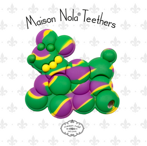 • MAISON NOLA TEETHER - MARBLED MARDI GRAS BEAD DOG