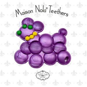 • MAISON NOLA TEETHER - PURPLE MARDI GRAS BEAD DOG