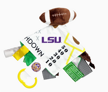 Load image into Gallery viewer, • SENSORY SQUARE BABY TOY - LICENSED LSU FOOTBALL
