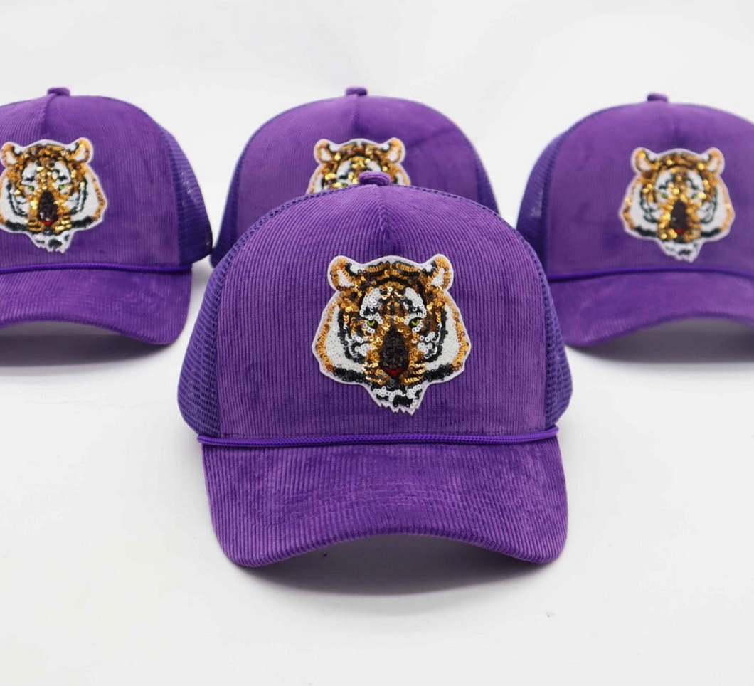 • SEQUIN TIGER PATCH HAT - PURPLE