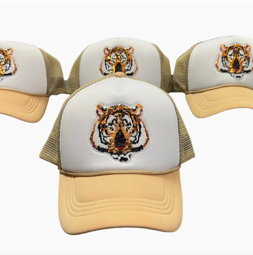 • SEQUIN TIGER PATCH HAT - TAN