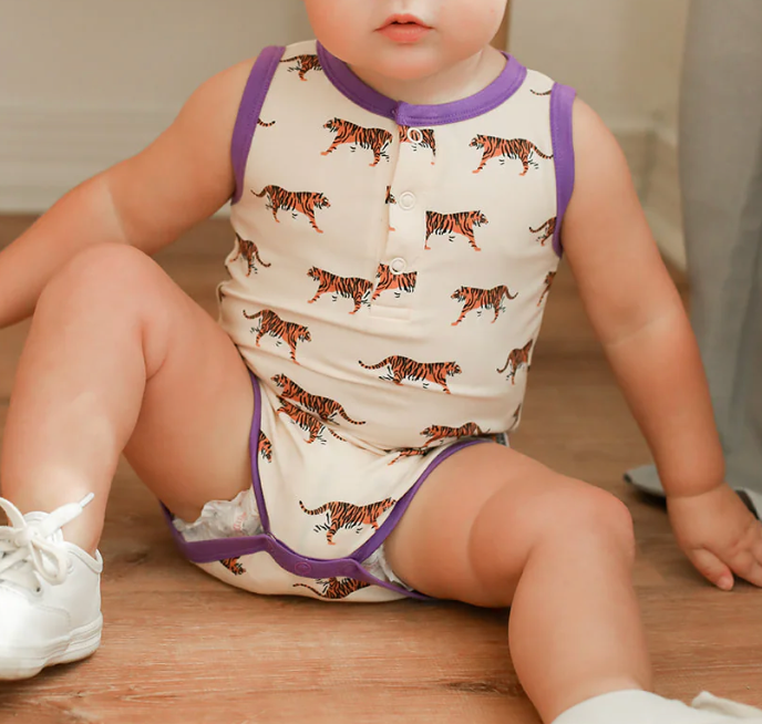 • SOUTHERN SLUMBER HENLEY ONESIE - TIGERS