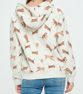• TIGER ALL OVER PRINT ZIP UP HOODIE