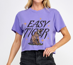 • EASY TIGER CROP TEE IN PURPLE