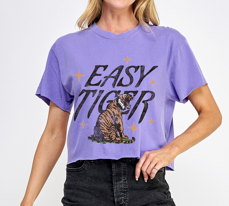 • EASY TIGER CROP TEE IN PURPLE