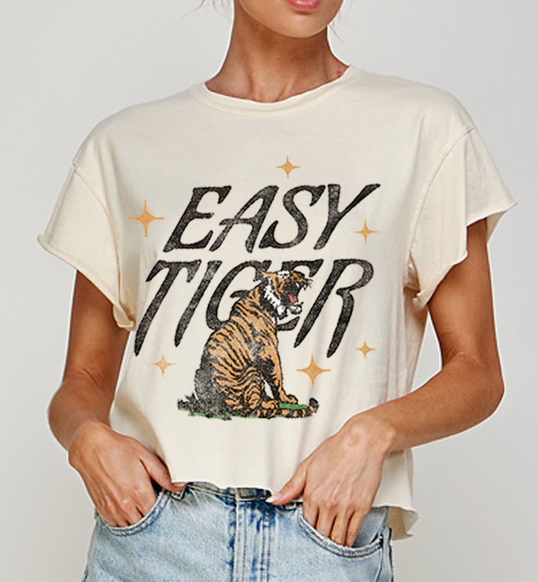 • EASY TIGER CROP TEE IN IVORY