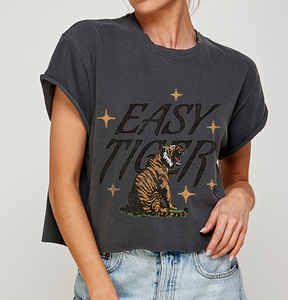 • EASY TIGER CROP TEE IN CHARCOAL