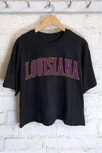Load image into Gallery viewer, • LOUISIANA PUFF DESIGN CROP TEE IN BLACK
