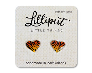 LILLIPUT EARRINGS - TIGER STRIPE HEARTS