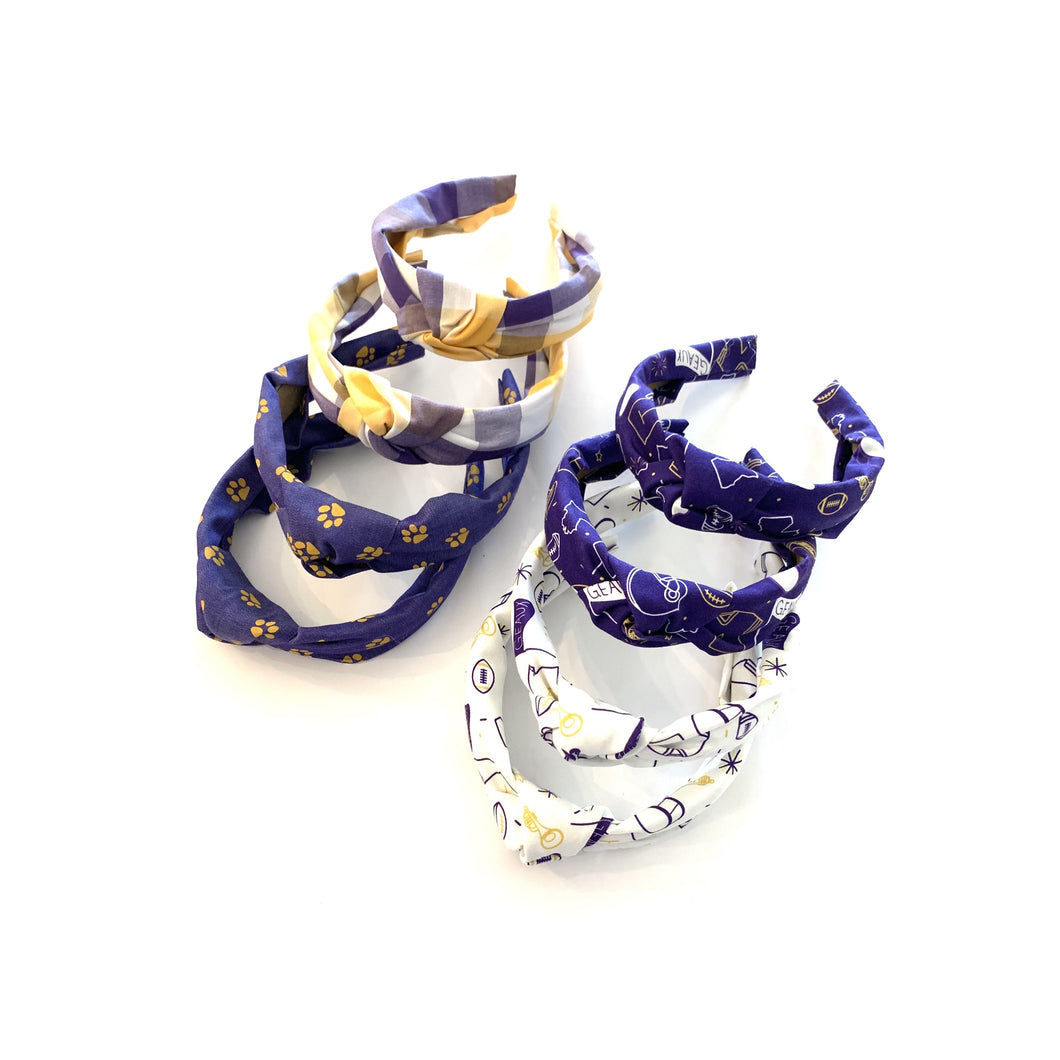PURPLE AND GOLD GAMEDAY KNOT HEADBANDS [4 OPTIONS]