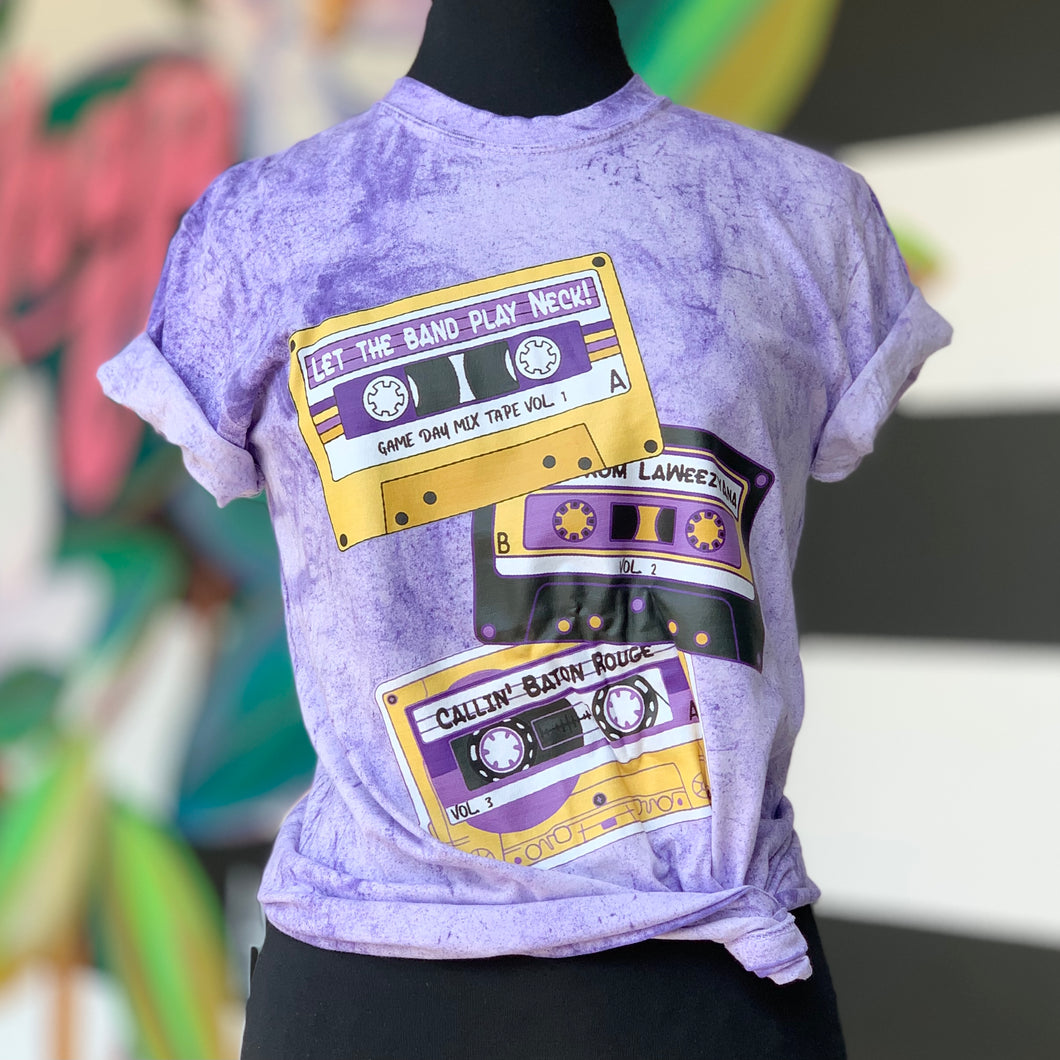 • GAME DAY MIX TAPE TEE IN PURPLE COLORBLAST