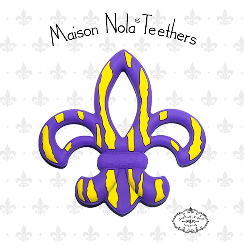 • MAISON NOLA TEETHER - TIGER STRIPE FLEUR DE LIS